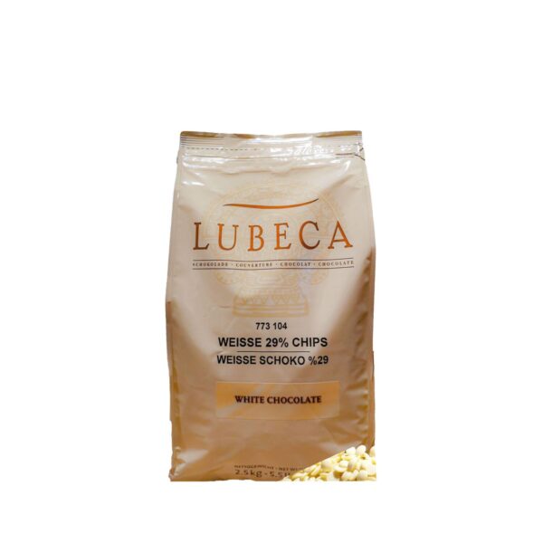 Lubeca Weisse Schoko %29 Chips White Chocolate ( %29 Kakaolu Fildişi Kuvertür Drop Pul Çikolata ) 2.5 Kg