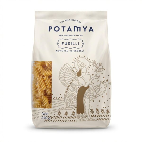Potamya Nohutlu ve Sebzeli Fusilli 240 Gr | Vegan, Protein ve Lif Kaynağı Makarna