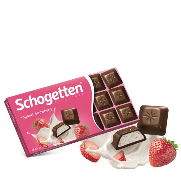 Schogetten Yoghurt - Strawberry Milk Chocolate Çilek - Yoğurt Dolgulu Sütlü Çikolata 100 Gr İthal