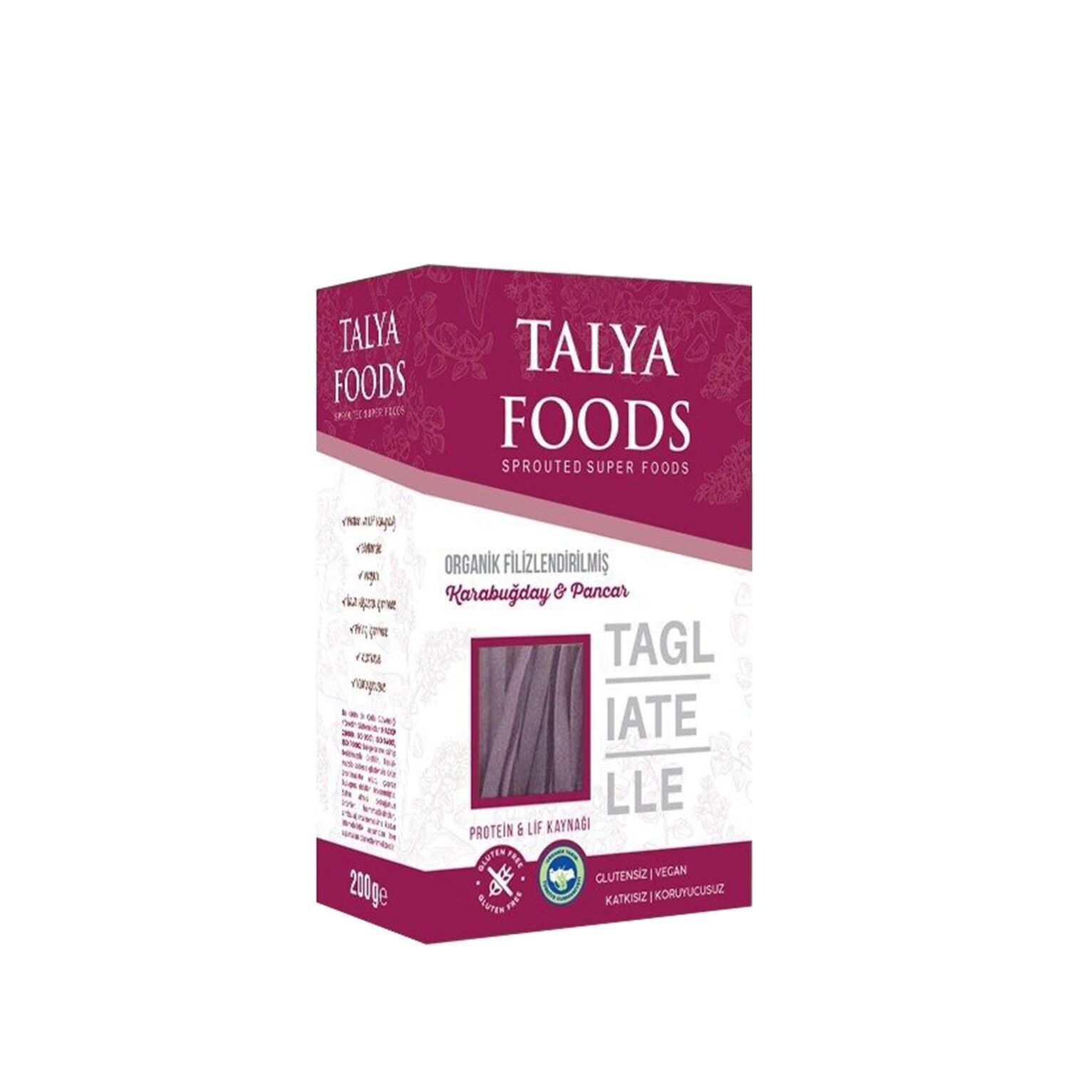 Talya Foods Organik Filizlendirilmiş Karabuğday Mor Havuç ve Pancar Tagliatelle 200 Gr - Görsel 1