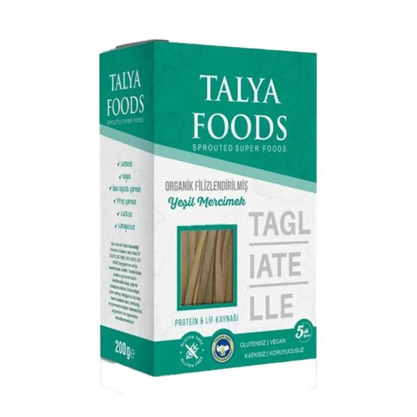 Talya Foods Organik Filizlendirilmiş Yeşil Mercimek Tagliatelle 200 Gr